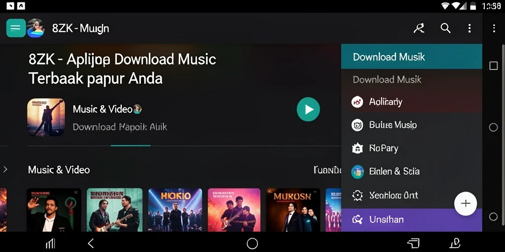 Tampilan antarmuka 8ZK yang menarik dan mudah digunakan untuk Download Musik.