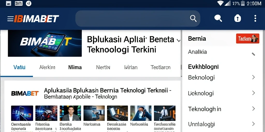 Tampilan antarmuka aplikasi BIMABET yang modern dan informatif.