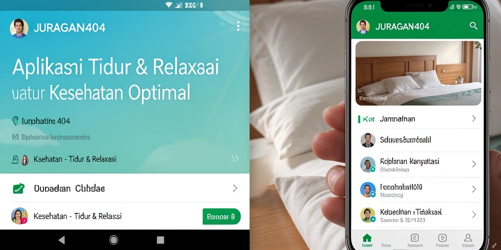 Antarmuka aplikasi JURAGAN404 yang menenangkan untuk tidur dan relaksasi.