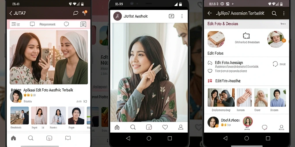 Antarmuka JUTA7 yang intuitif untuk edit foto aesthetic.